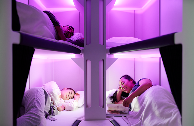 Air New Zealand представляет трехуровневые спальные модули для пассажиров экономкласса